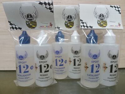 COLAS / ADESIVOS: EPOXI MODELISMO PROFISSIONAL 120 gramas: COLA EPOXI 12 MIN 120g KIT C/ 3
